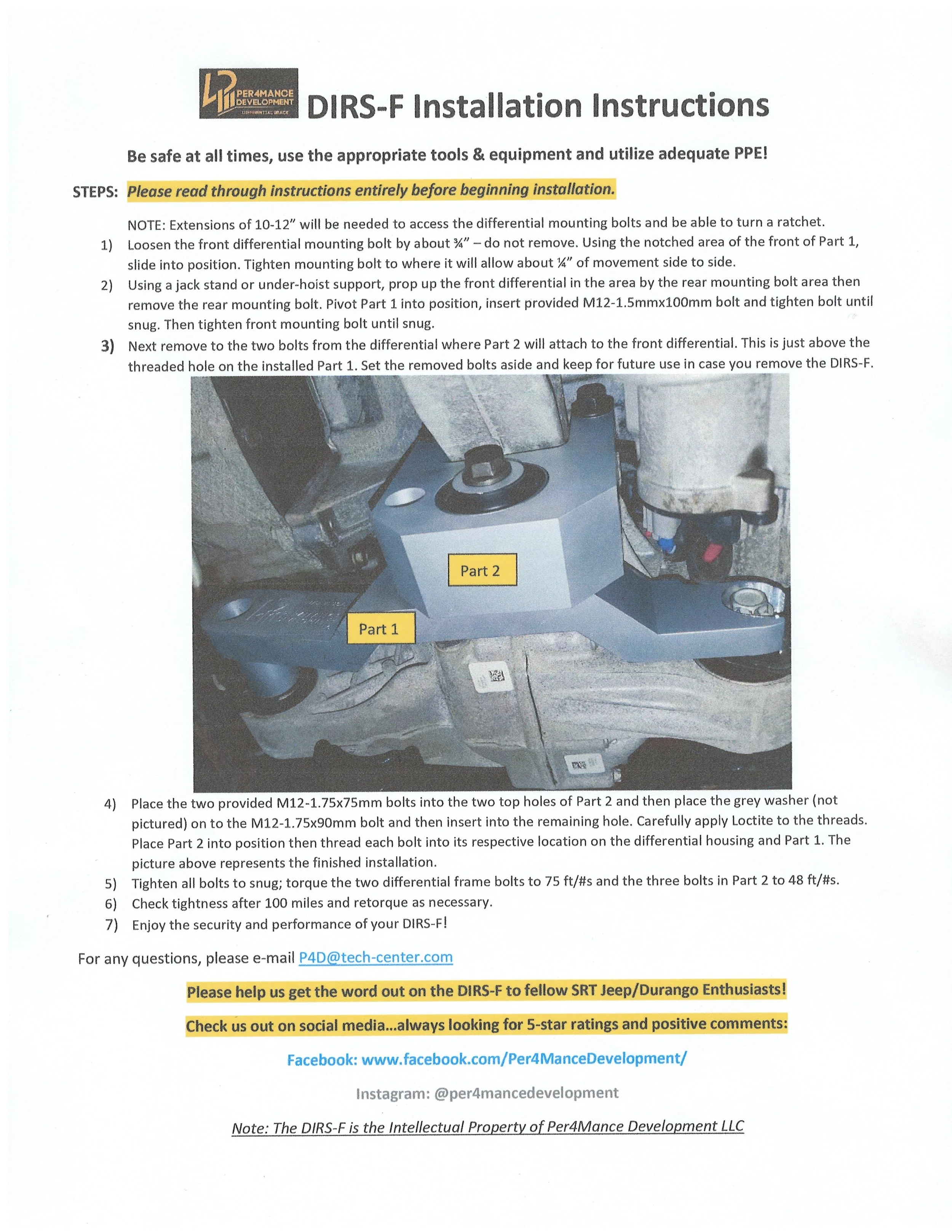 Per4mance Development DIRS-F - Front Diff WD Durango SRT/Hellcat